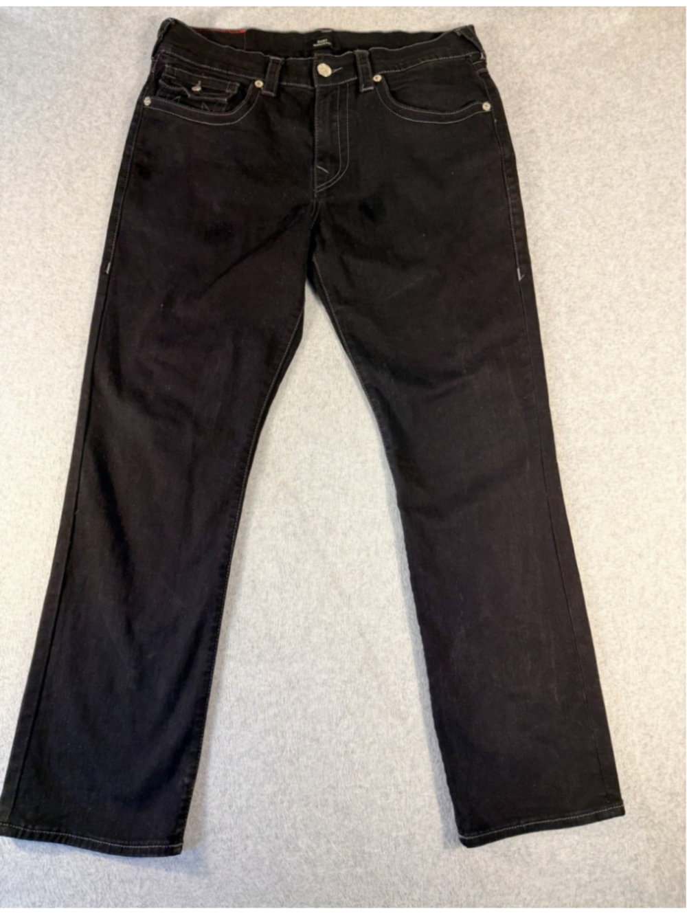 True Religion Ricky Jeans Men’s 34 Black Relaxed Straight Flap Pocket Y2K